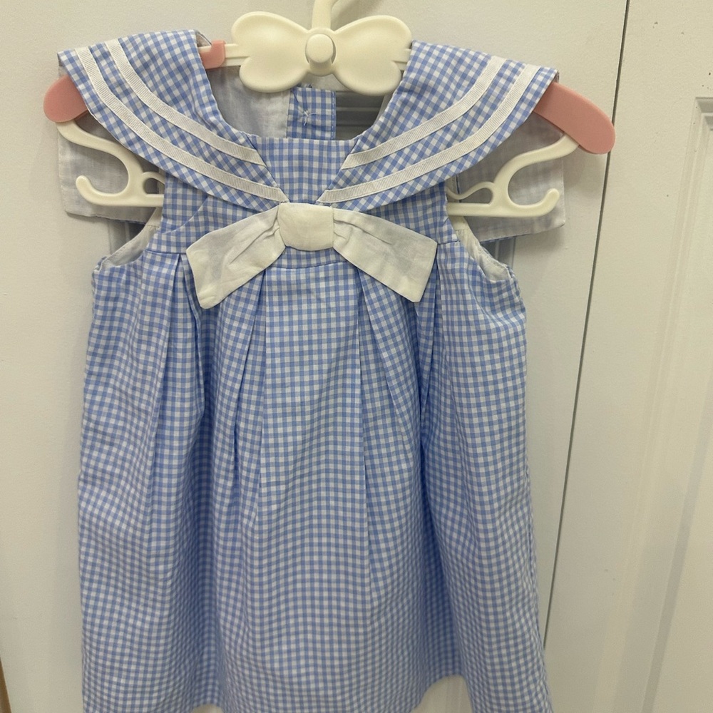 Janie and Jack Blue Checkered Dress with White Accents